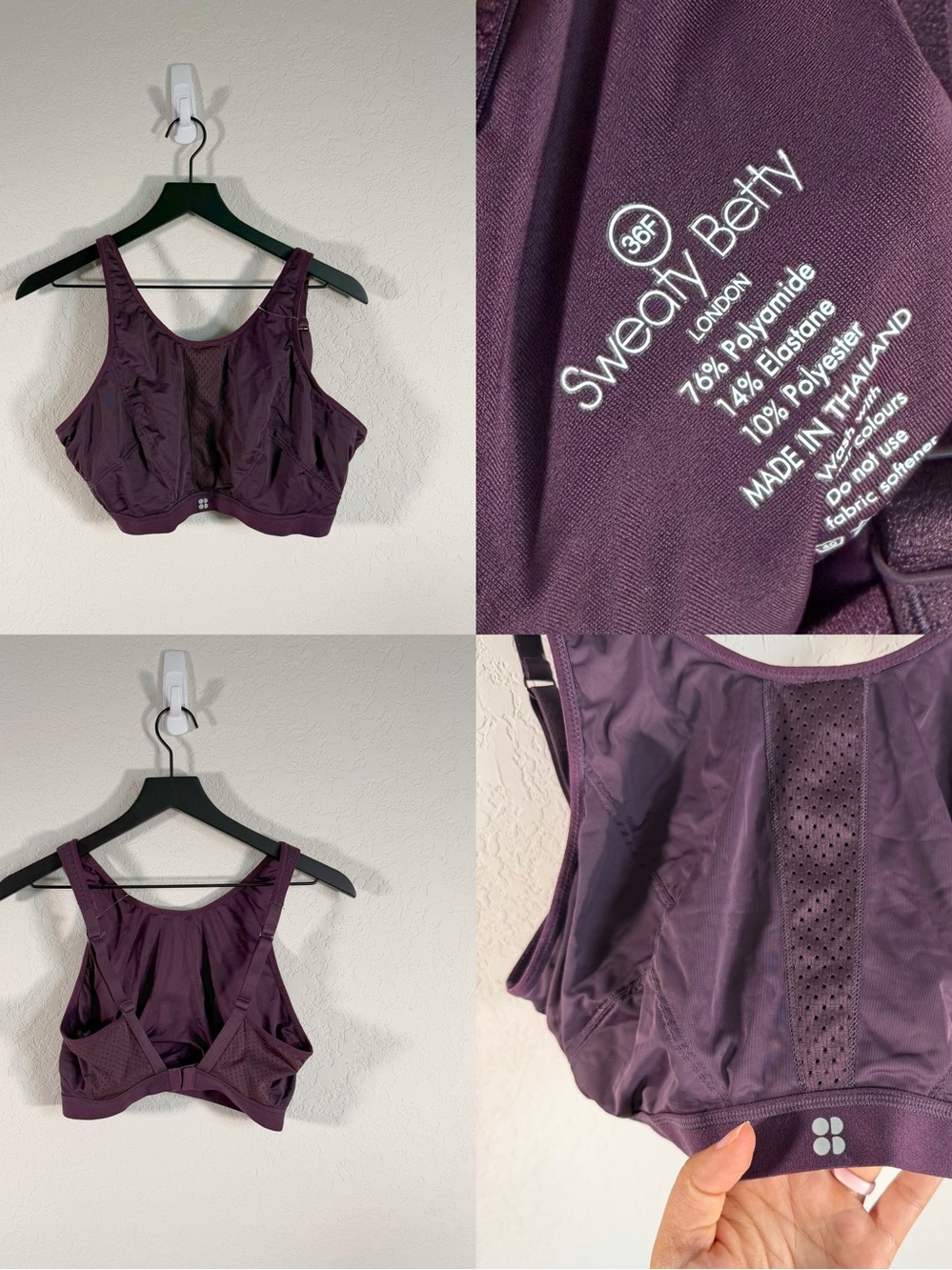 •SWEATY BETTY• Ultra Running Bra Berry Purple 36F High Impact